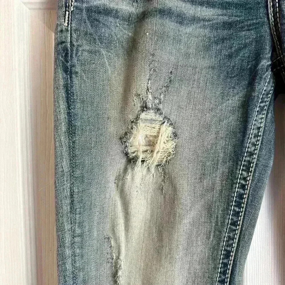 MISS ME Signature Denim Jeans Womens Size 27 Distressed Bling Blue Ankle Skinny - Picture 6 of 10